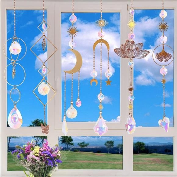 Sun Catchers,6Pieces Colorful Crystals Suncatcher Hanging for Window CrystalBall - Picture 4 of 6